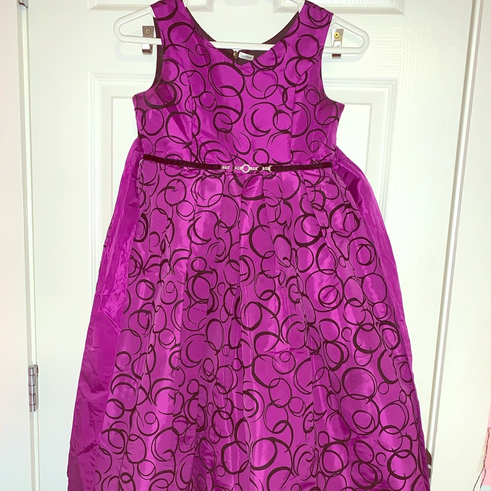 Fancy purple dress with velvet swirls